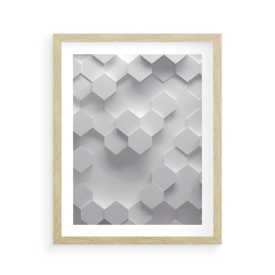Plakat w ramie 40x50 - Kreatywna Forma - geometryczny, 3D - rama drewno