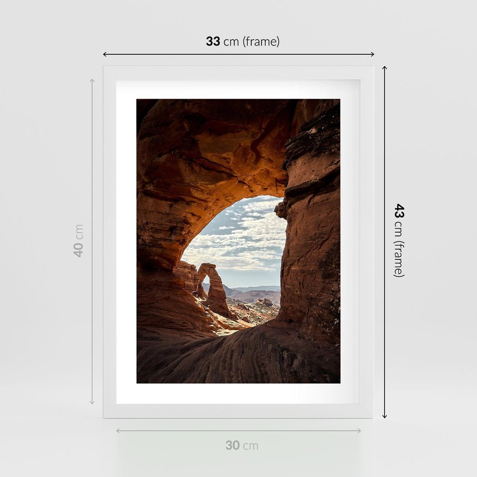 Plakat w ramie 30x40 - Magia pustynnego kanionu - pustynia, kanion - rama biała