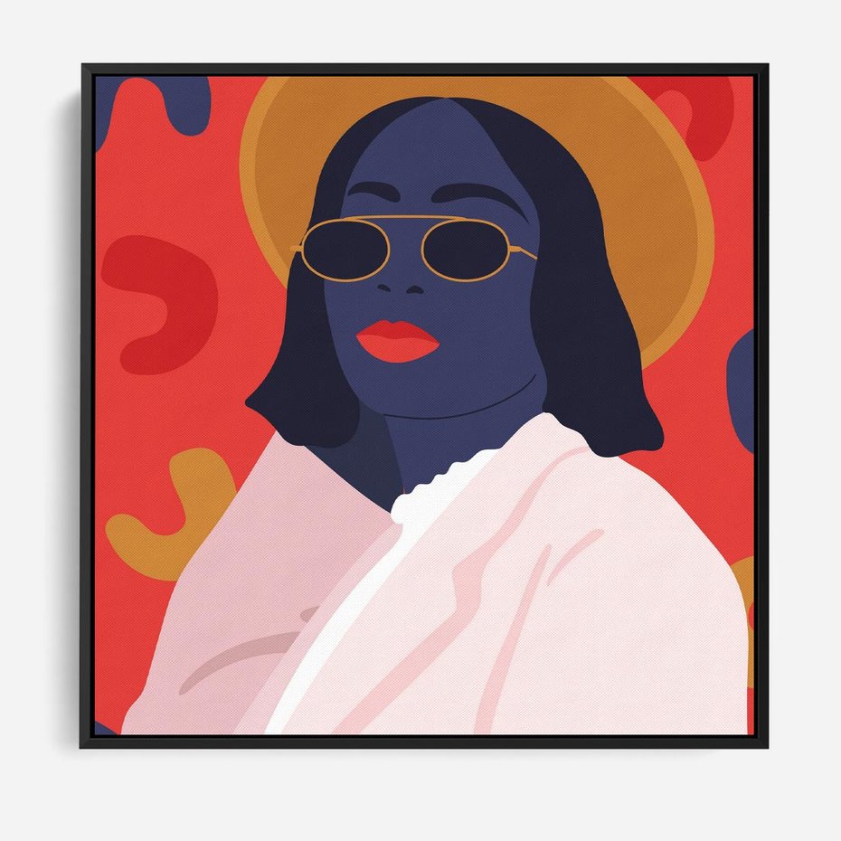 Obraz w ramie 50x50 - Kobieca Przenikliwość - nowoczesny plakat, styl retro - rama czarna