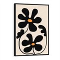 Obraz w ramie 50x70 - Wyjątkowość Boho - minimalistyczny abstrakcyjny obraz, prymitywne kwiaty - rama czarna
