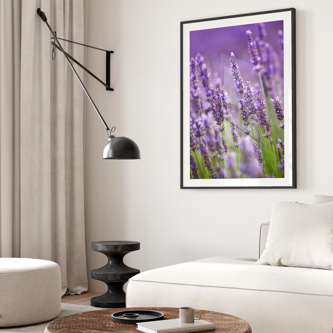 Plakat w ramie 50x70 - Urok lawendy - lawenda, kwiaty - rama czarna