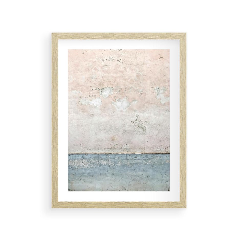 Plakat w ramie 30x40 - Obraz Starej Ściany z Delikatnymi Odcieniami - ściana, stara ściana - rama drewno