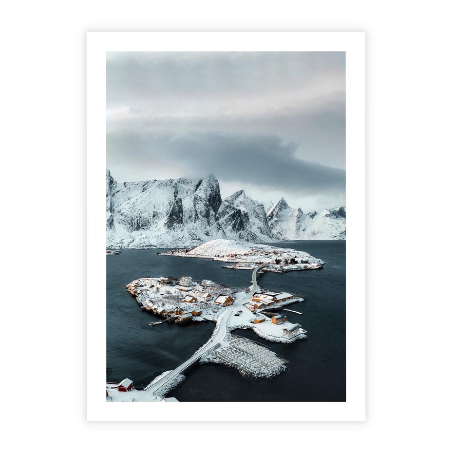 Plakat bez ramy 40x50 - Ciepło i Urok Północy - skandynawskie, domki