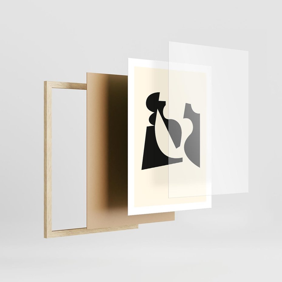 Plakat w ramie 50x70 - Tajemnicze Spektrum - abstrakcyjne kształty, geometria - rama drewno