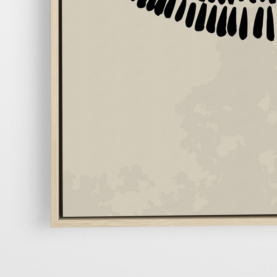 Obraz w ramie 50x70 - Kontury Ewolucji Materii - boho plakat, czarne kropki kreski - rama drewno