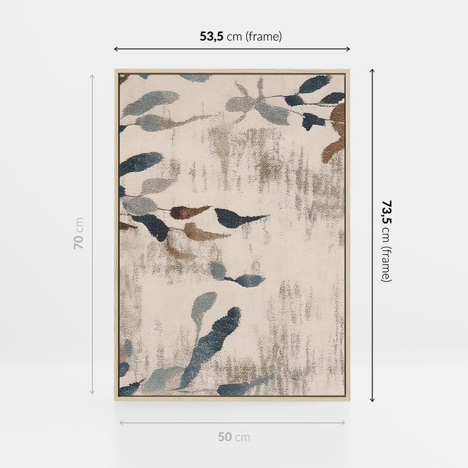 Obraz w ramie 50x70 - Refleksje liściowych barw - abstrakcyjne kształty, przypominają liście - rama drewno