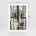 Plakat bez ramy 21x30 - Retro Drzwi: Zamknięta Tajemnica - stare drzwi, kłódka