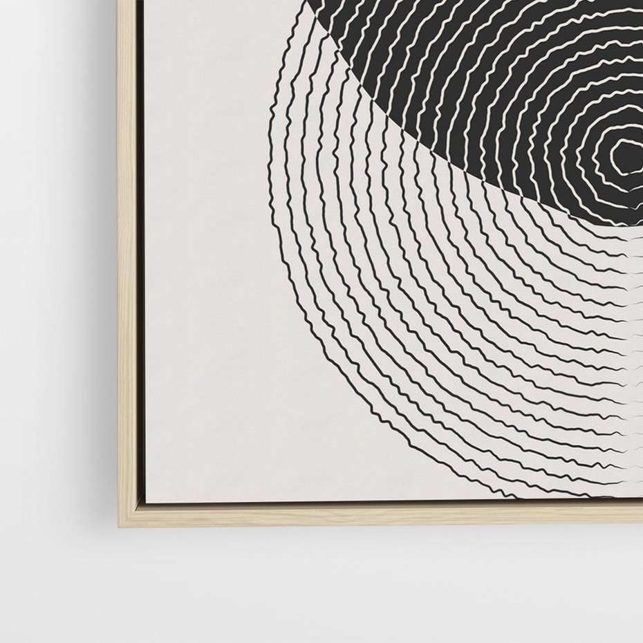 Obraz w ramie 50x50 - Boho Przenikanie Uroku - abstrakcyjna kompozycja, okręgi - rama drewno