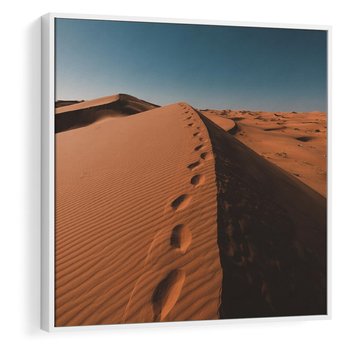 Obraz w ramie 80x80 - Piasek pustyni w ogniu - pustynia, piasek - rama biała