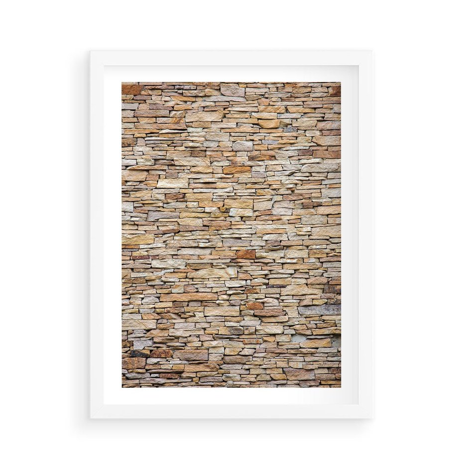 Plakat w ramie 50x70 - Mur z cegieł - surowa elegancja - mur, cegły - rama biała