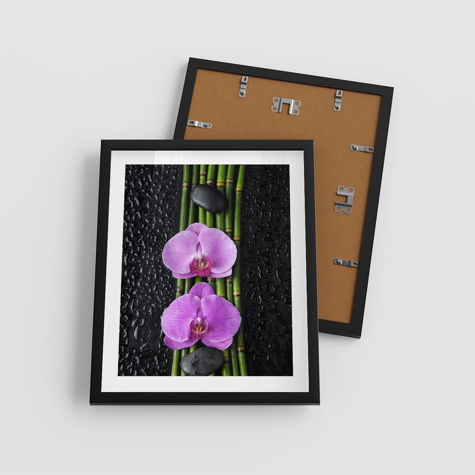 Plakat w ramie 40x50 - Japońskie Spa w Otoczeniu Storczyków - storczyk, spa - rama czarna