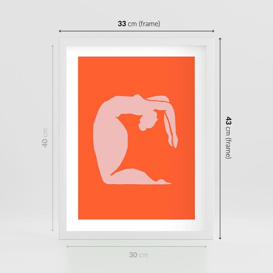 Plakat w ramie 30x40 - Antyczna Godzina - abstrakcja, kobieca sylwetka - rama biała