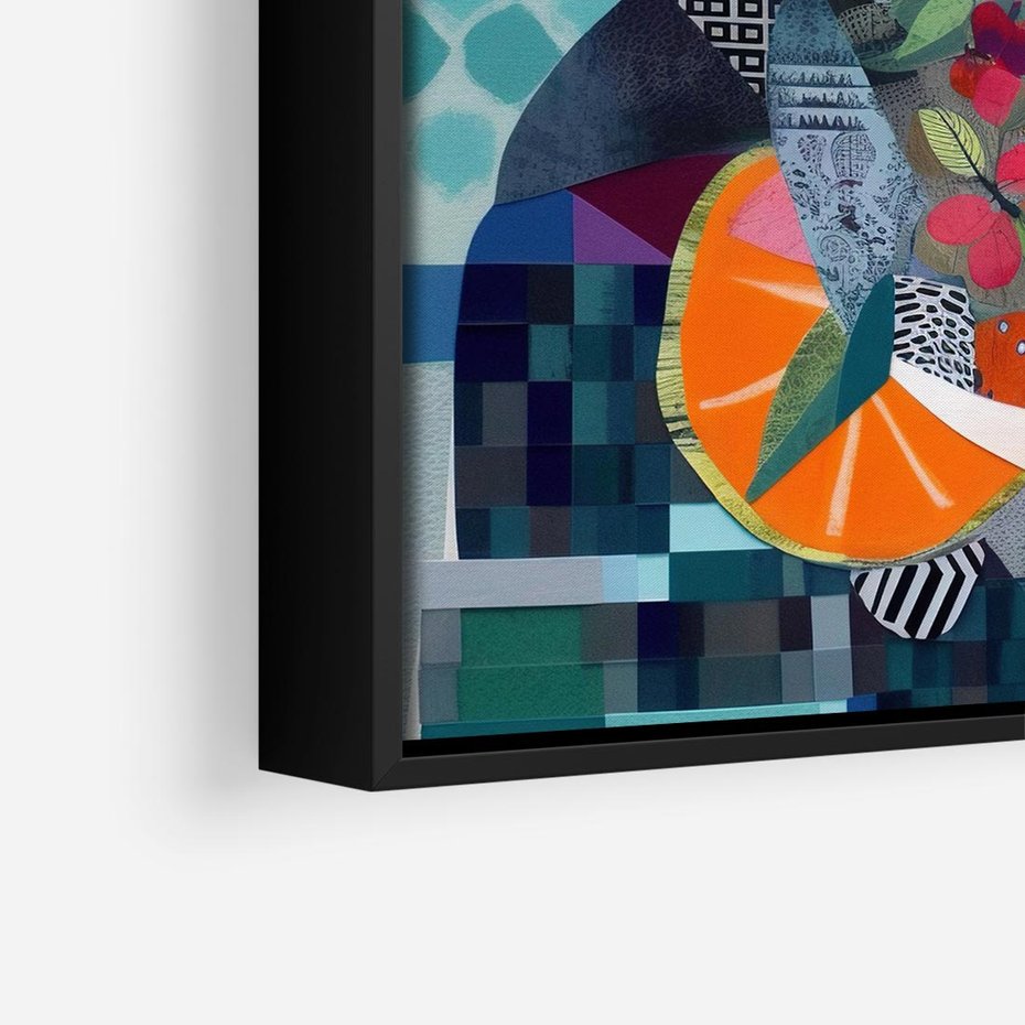 Obraz w ramie 50x50 - Migocące Widoki Harmonii - abstrakcyjny obraz, jak picasso - rama czarna