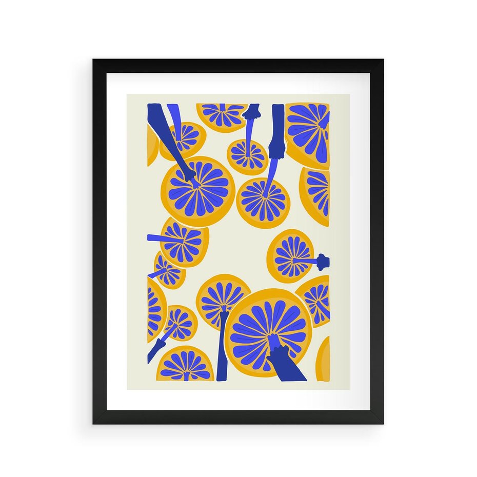 Plakat w ramie 40x50 - Malowane w słońcu - abstrakcyjna kompozycja, grzyby - rama czarna