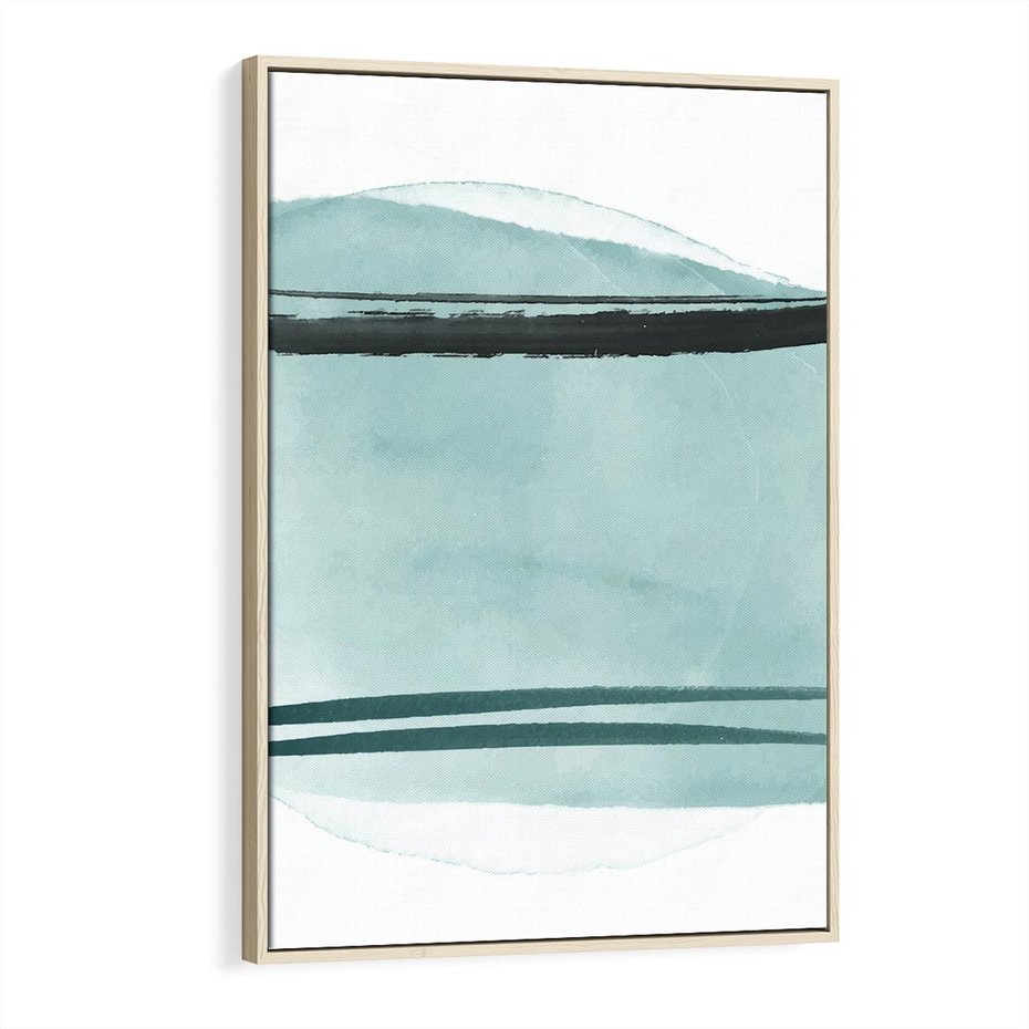 Obraz w ramie 70x100 - Turkusowy Świat - minimlizm, abstrakcja - rama drewno