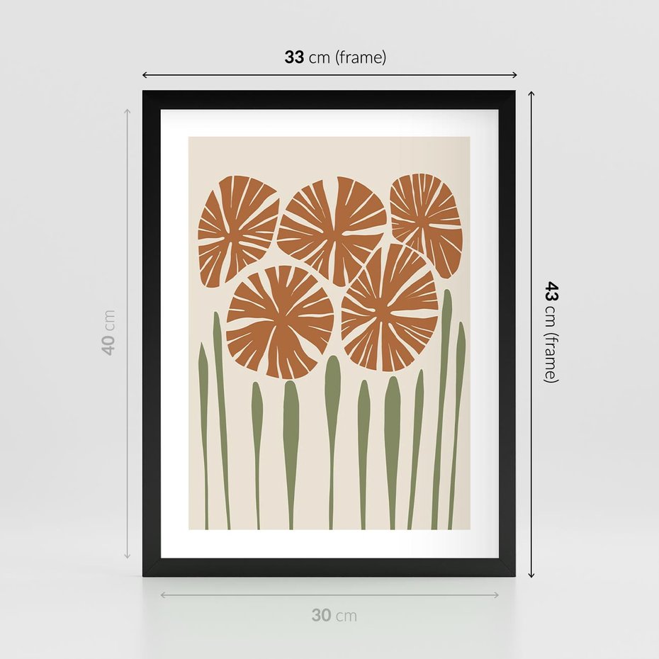 Plakat w ramie 30x40 - Akwarelowe Echa Przyrody - kwiaty, nowoczesny plakat - rama czarna