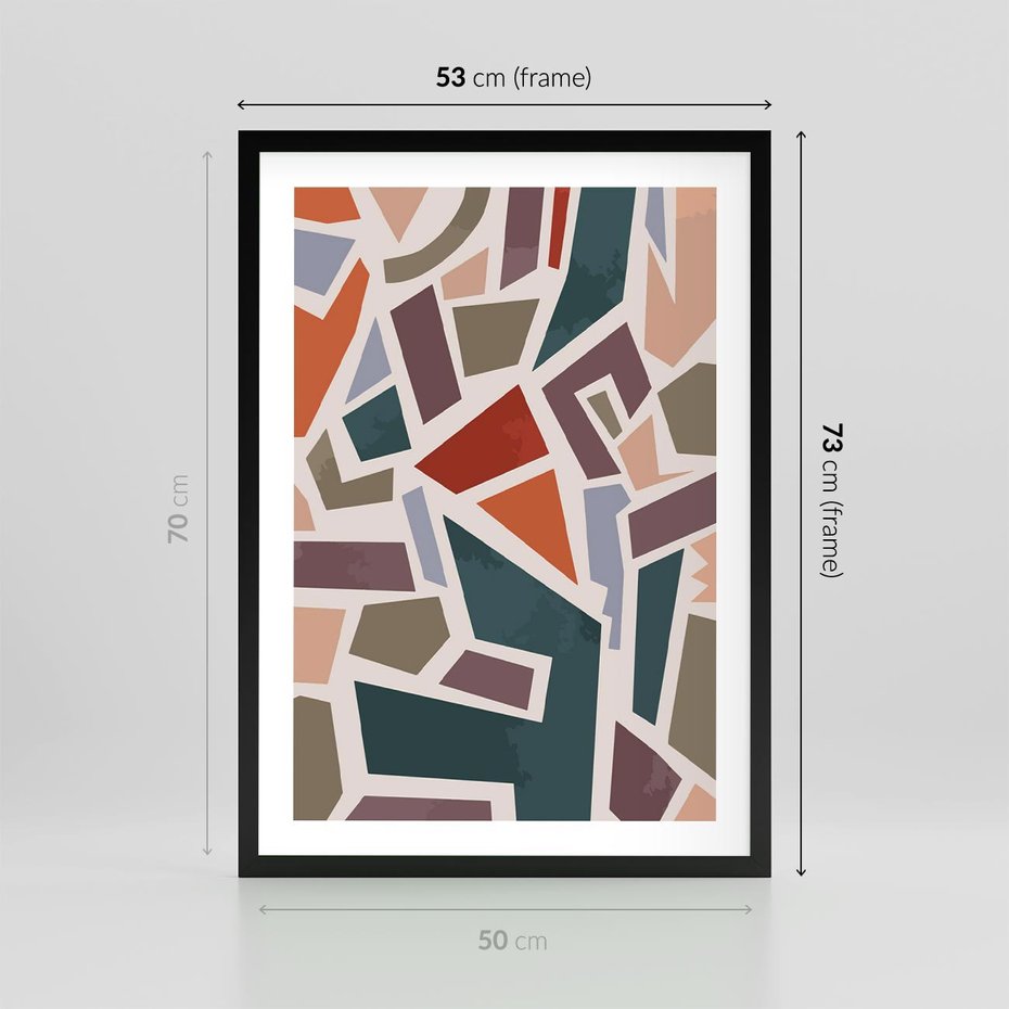 Plakat w ramie 50x70 - Modernistyczna Transcendencja - geometryczne kształty, mozaika - rama czarna