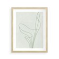 Plakat w ramie 40x50 - Zielona Równowaga Linii - abstrakcyjne delikatne zielone linie, nowoczesny plakat - rama drewno