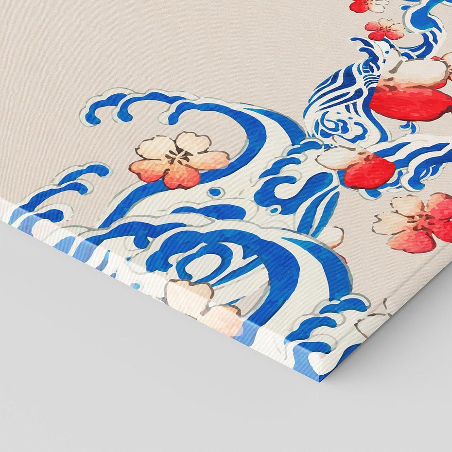 Obraz na płótnie 50x70 - Japońska Harmonia: Falujące Kwiaty - japonia, orientalne kwiaty wiśni