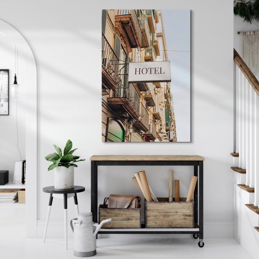 Obraz na płótnie 50x70 - Magiczne Spacery - hotel, uliczka