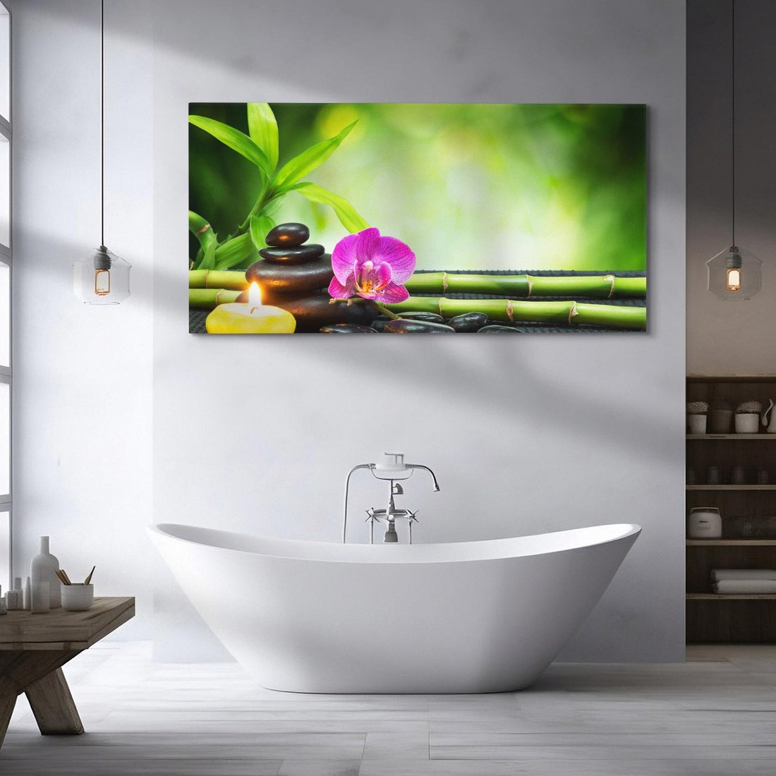Obraz na płótnie 140x70 - Ukojenie kamieni w SPA - kamienie, SPA