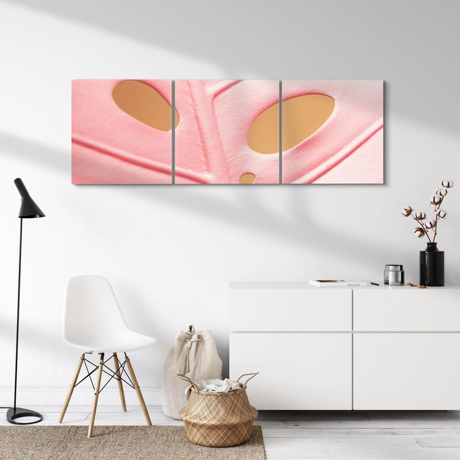 Obraz na płótnie 90x30 - Różowa monstera w pełnym rozkwicie - różowa, monstera