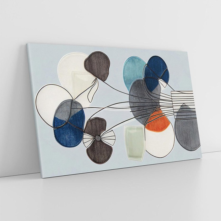 Obraz na płótnie 70x50 - Plamy w Niebieskim - sztuka abstrakcyjna, linie