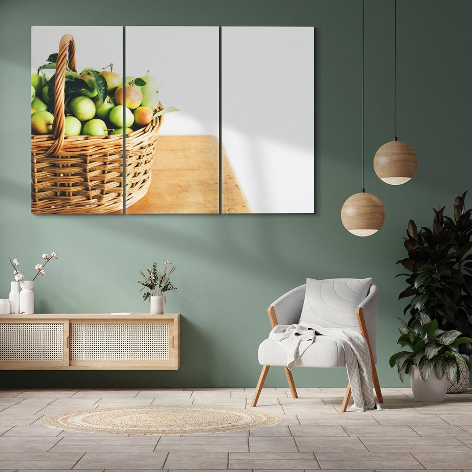 Obraz na płótnie 120x80 - Koszyk Jabłek - Świeżo Zbierane - koszyk, jabłka