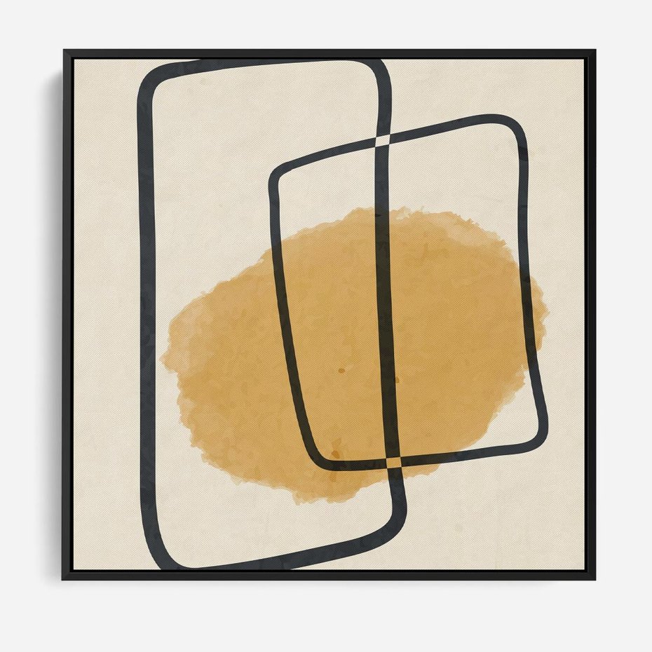 Obraz w ramie 50x50 - Rozkwitające Formy - abstrakcyjne nieregularne kształty, minimalistyczny plakat - rama czarna