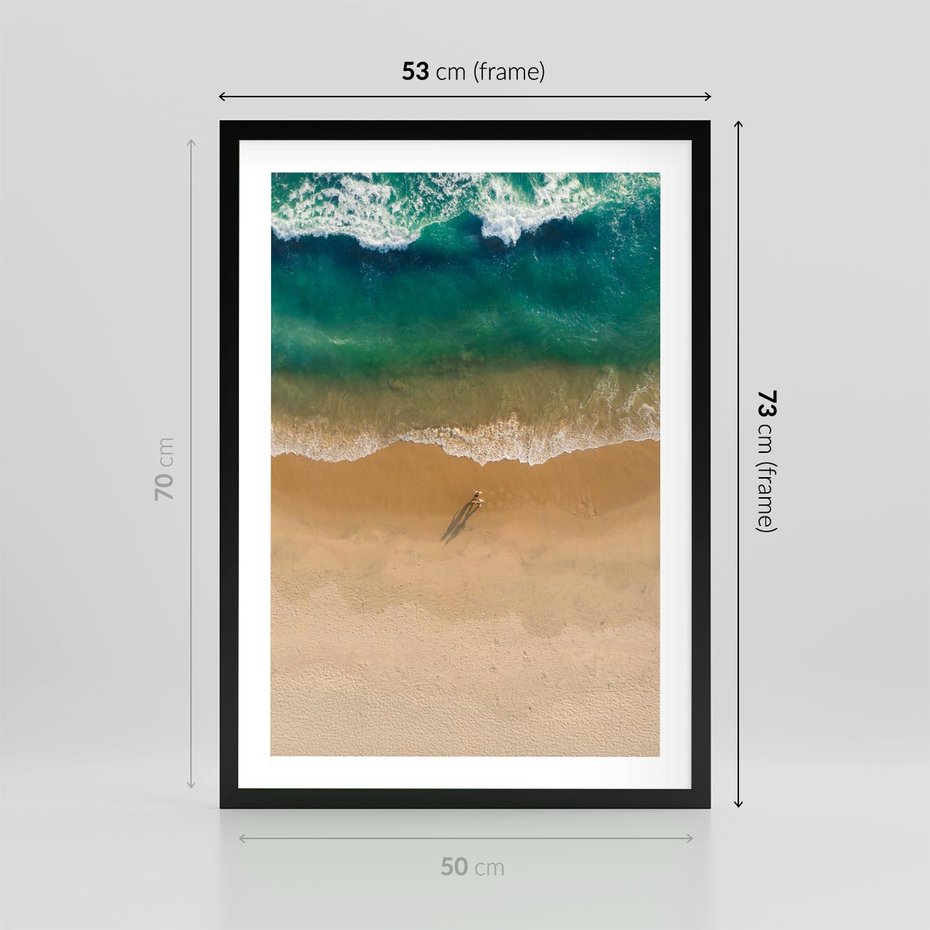 Plakat w ramie 50x70 - Oaza Relaksu - plaża, morze - rama czarna