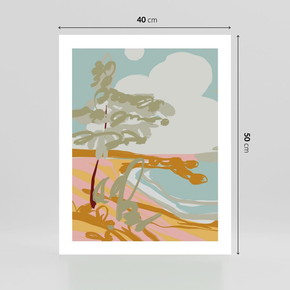 Plakat bez ramy 40x50 - Spokojny Wiatr - pastelowy krajobraz, nowoczesny plakat