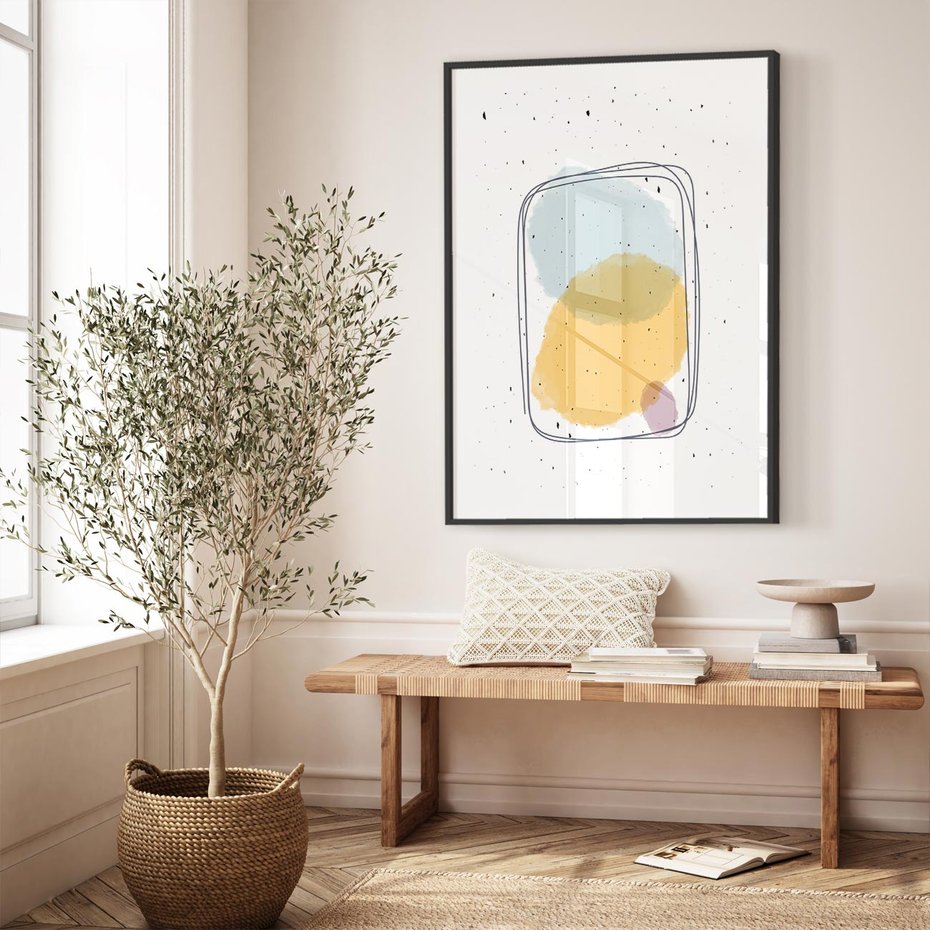 Plakat w ramie 40x50 - Wibracje Linii - abstrakcyjna kompozycja, jak ręcznie malowana - rama czarna