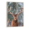 Obraz w ramie 80x120 - Monarcha Zimowej Dziczy - jeleń, zima - rama drewno