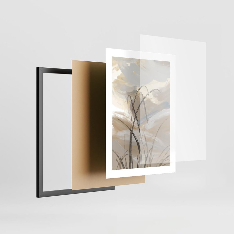Plakat w ramie 30x40 - Nowoczesne Odbicia - akwarela, obraz - rama czarna
