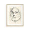 Plakat w ramie 30x40 - Konturem Uchwycone - plakat, minimalistyczny szkic - rama drewno