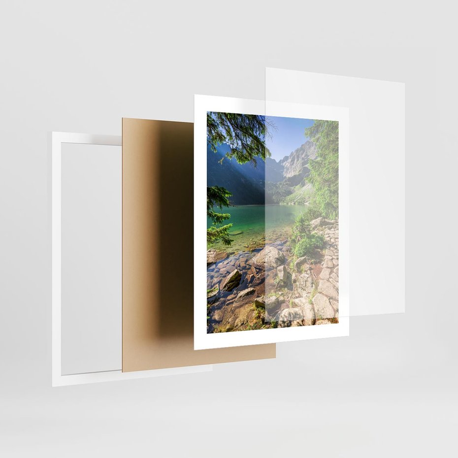 Plakat w ramie 40x50 - Mistyczna Przyroda - góry, jezioro - rama biała