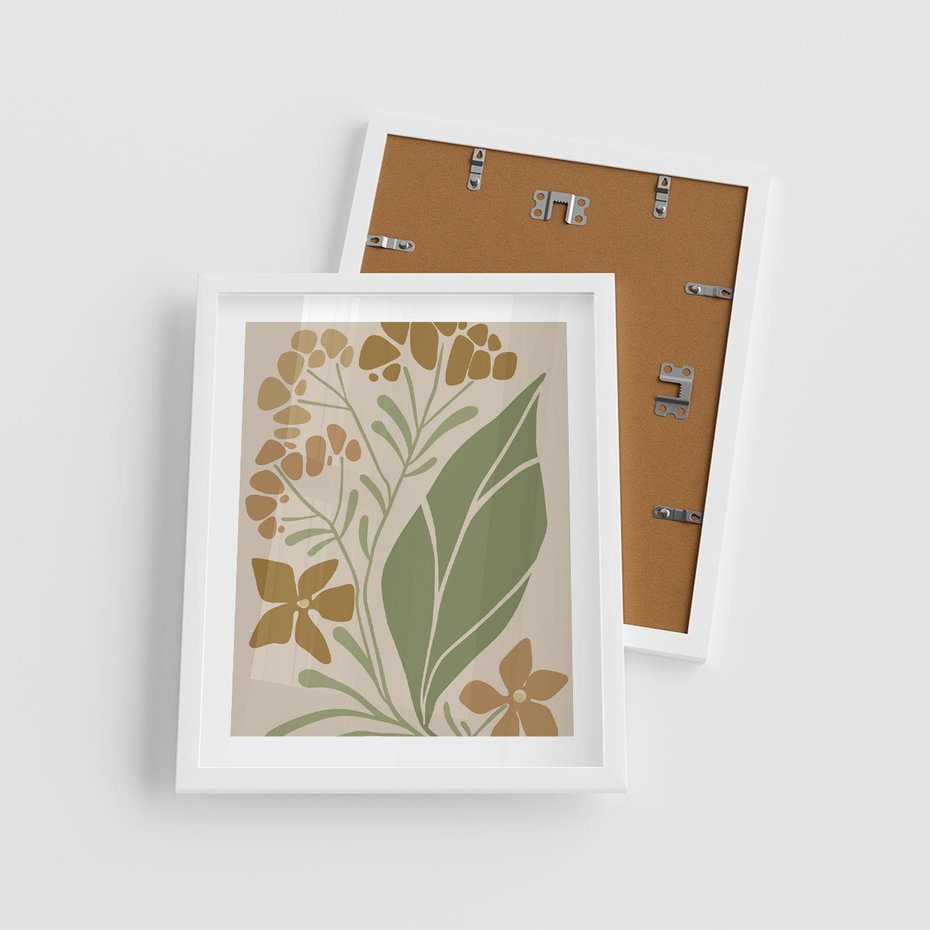 Plakat w ramie 40x50 - Subtelność Utajona - nowoczesny plakat, roślinność - rama biała