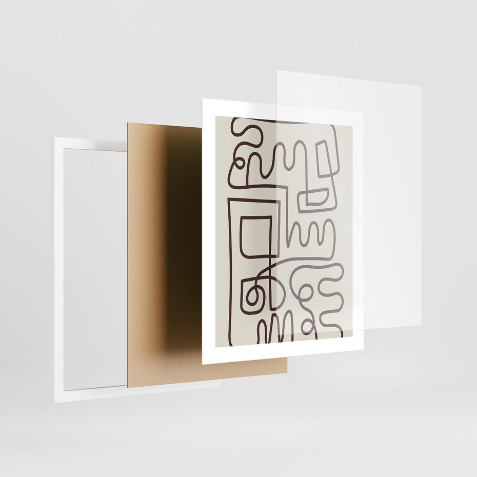 Plakat w ramie 40x50 - Etniczna Abstrakcja - nowoczesna boho grafika, abstrakcja - rama biała