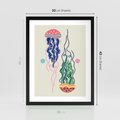 Plakat w ramie 30x40 - Morskie Pulsacje - nowoczesny optymistyczny plakat, kolorowe meduzy - rama czarna