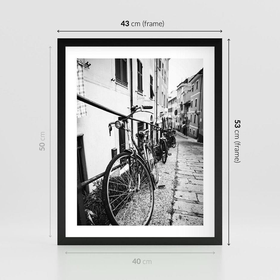 Plakat w ramie 40x50 - Rower w Kontraście - rower, czarno - rama czarna