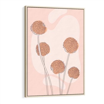 Obraz w ramie 70x100 - Rozkwitające Emocje - minimalistyczny plakat, pudrowe kwiaty - rama drewno