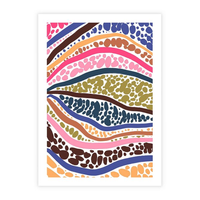 Plakat bez ramy 21x30 - Wibracje Plam - kolorowe wzory, tęczowe żywe kolory