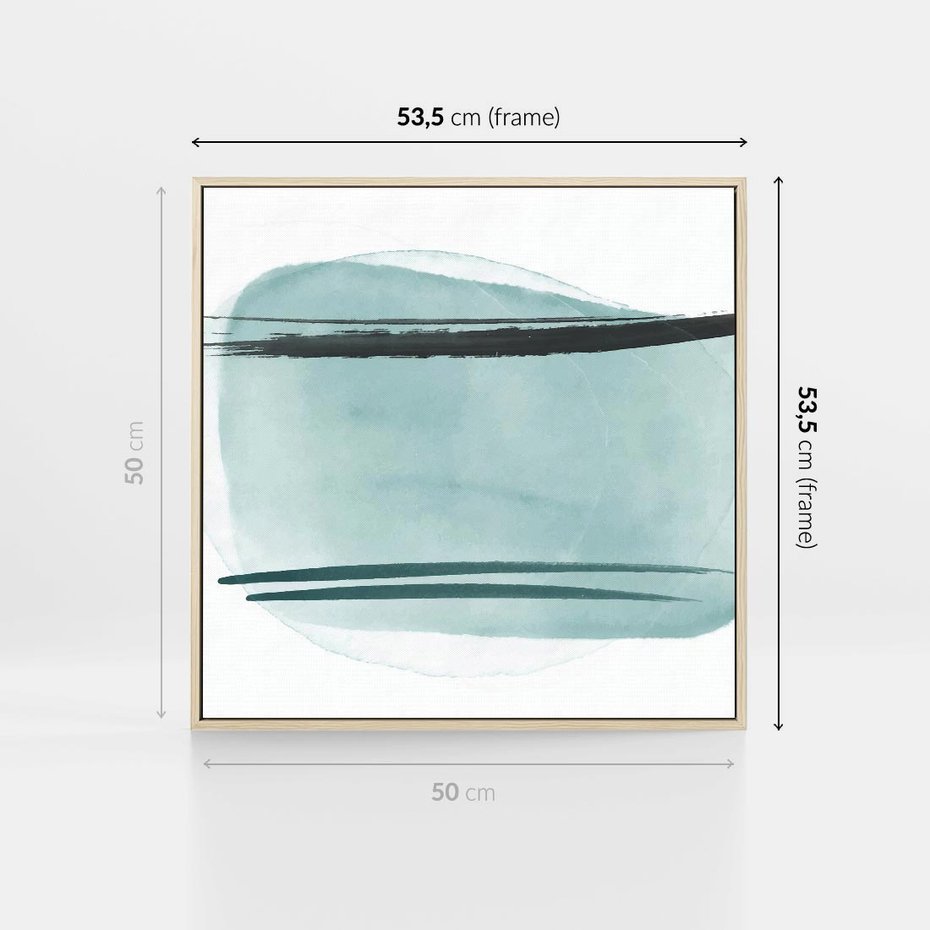 Obraz w ramie 50x50 - Turkusowy Świat - minimlizm, abstrakcja - rama drewno