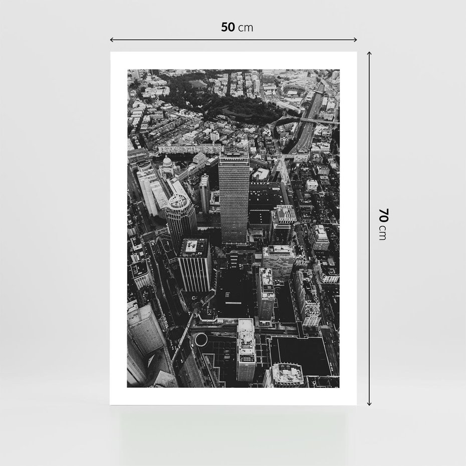 Plakat bez ramy 50x70 - Kontrastujące miasto - miasto, biało