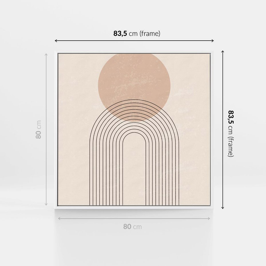 Obraz w ramie 80x80 - Konturem Zdefiniowane - boho plakat, minimalizm - rama biała