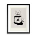 Plakat w ramie 50x70 - Grafika Kubka w Czerni i Bieli - kubek, grafika - rama czarna