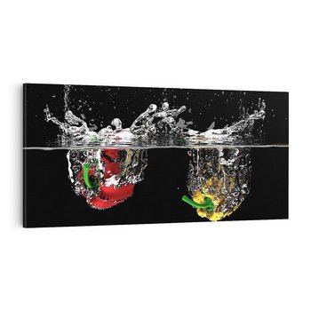 Obraz na płótnie 120x60 - Papryka Warzywna Eksplozja - papryka, woda