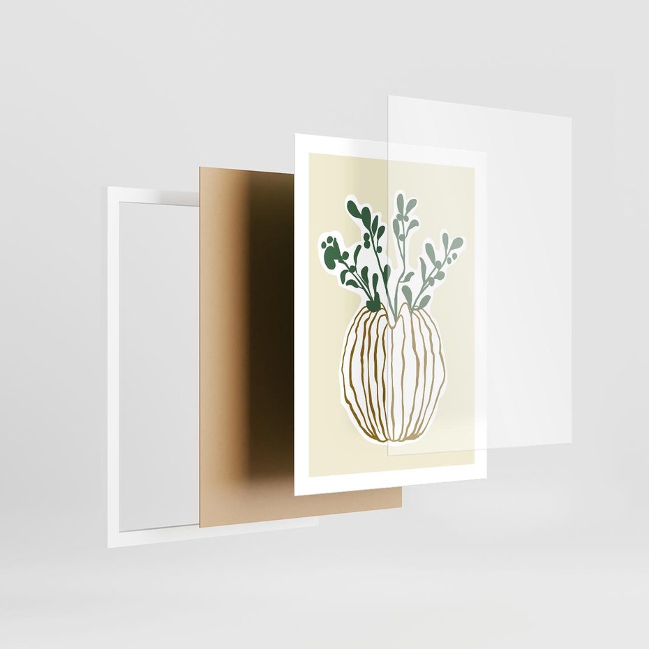 Plakat w ramie 50x70 - Przenikające Formy - abstrakcyjny plakat, kwiaty - rama biała