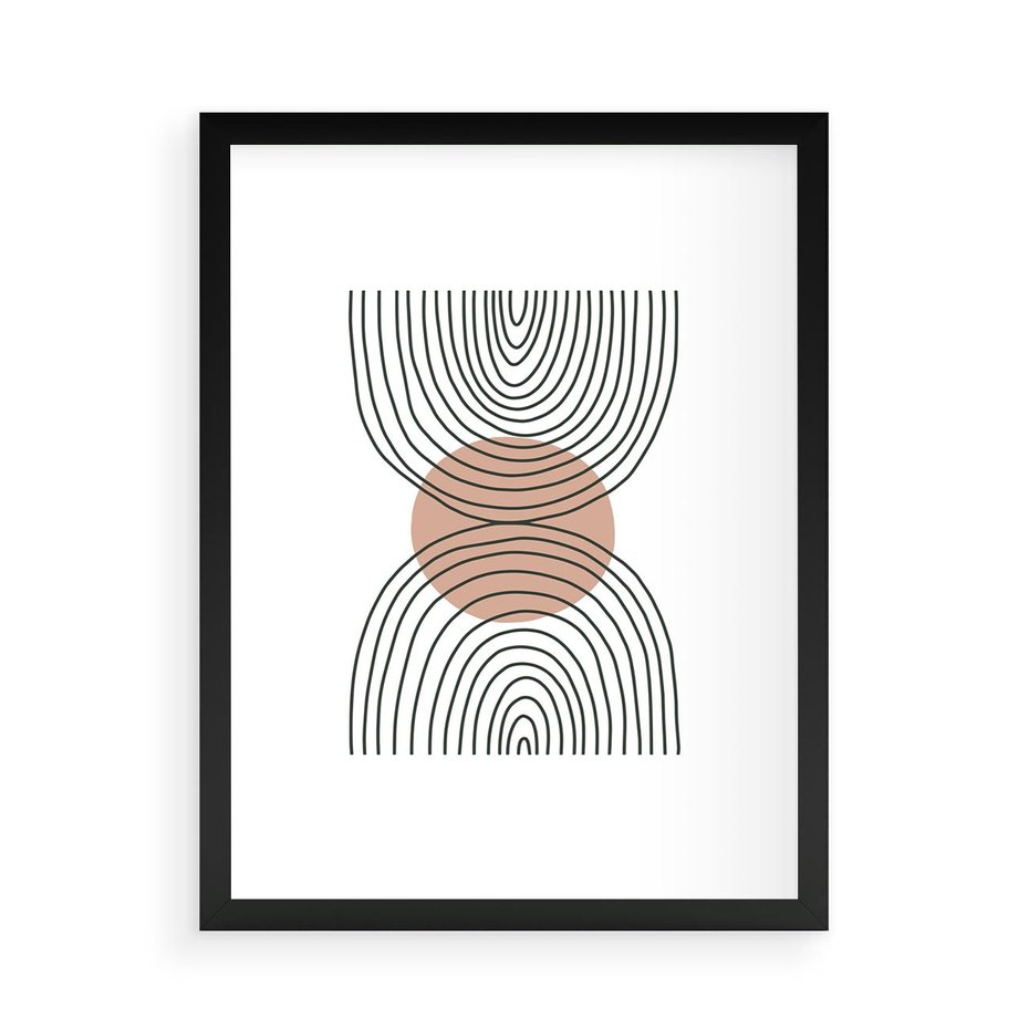 Plakat w ramie 50x70 - Przenikające Widzenia - półkola, koło - rama czarna