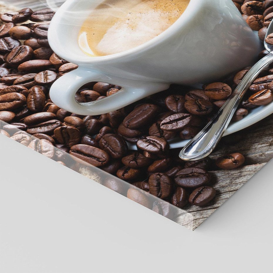 Obraz na płótnie 120x80 - Kawa w filiżance: aromatyczna chwila - kawa, filiżanka